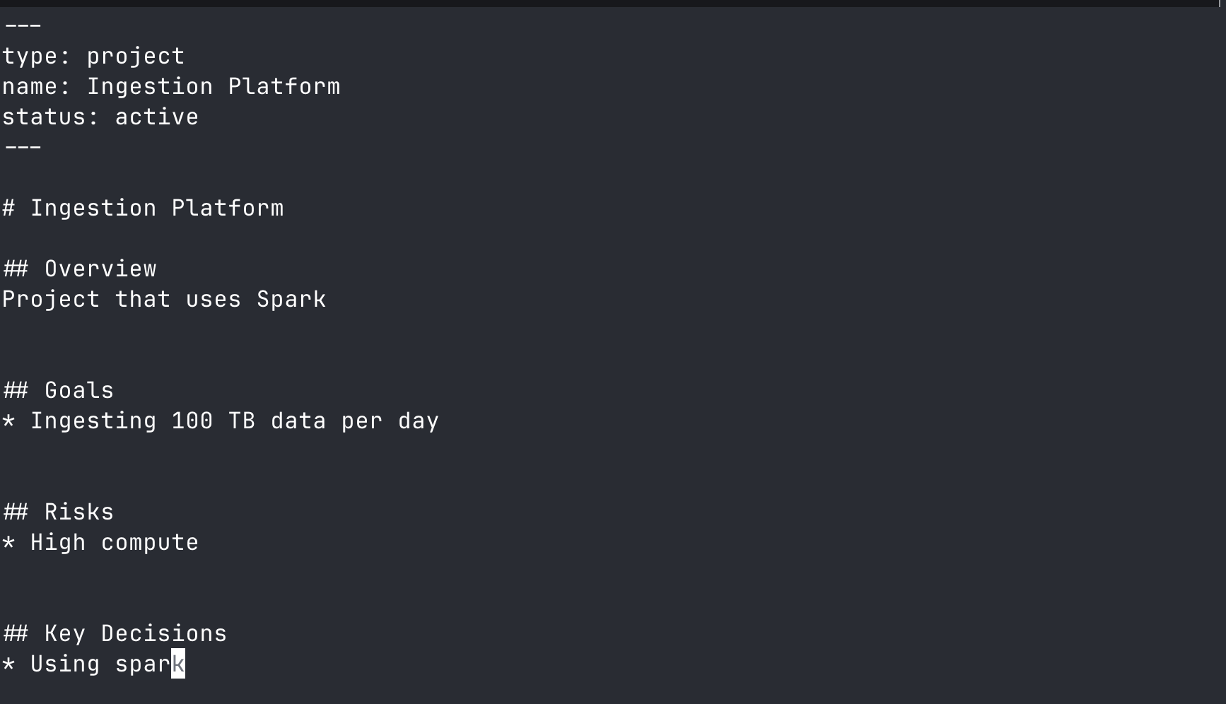 Ingestion platform note